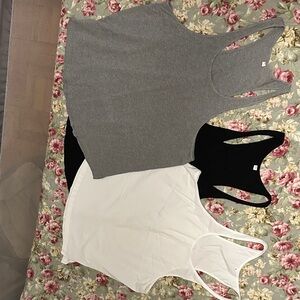 Women's Gray, Black, and White Tank Tops